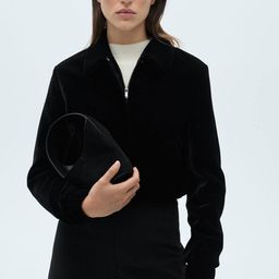 MANGO Velvet Finish Bomber Jacket-14