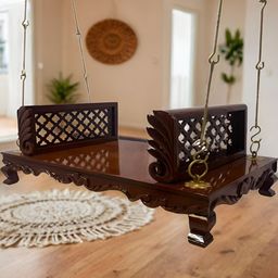 JAIRI TRADERS Brown Wooden Swings With Armrest-image-36