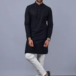 azania Men Floral Embroidered Regular Kurta with Pyjamas-image-25