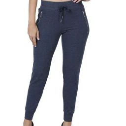 Enamor Navy Textured Joggers-image-69
