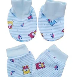 BAESD Infants Printed Cotton Mittens & Booties-11