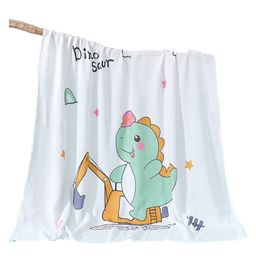 Bembika Bamboo Cotton Muslin Swaddle Blanket Baby Cute Dinosaur Printed - White-image-46