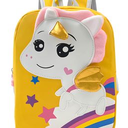 Bembika Kindergarten Cute Cartoon Kids School Bag for Boys and Girls - (Fabric Unicorn Yellow)-image-29