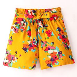 CrayonFlakes Floral Printed Belt Detailed  Shorts -  Yellow-picture-39