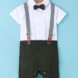 Mark & Mia Half Sleeves Party  Romper with Suspender & Bow Detailing - Multicolour-image-96