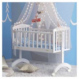 BabyTeddy Premium White  Lullaby Cradle Baby Cot Cradle with Mosquito Net (White)-19