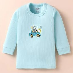 CUCUMBER Cotton Knit Full Sleeves Thermal Vest With Panda Print - Light Blue-image-19