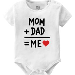 Baby Buzz 100% Cotton Family Theme Half Sleeves Mom + Dad = Me Text Printed Onesie - White-image-98