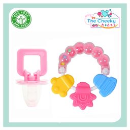 The Cheeky Kidzz Baby Pacifier Ultra Light Soft Silicone Nipple Orthodontic Design with Ring Shape Rattle Teething Toy BPA-Free Teether (PINK)-22