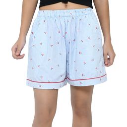 Funkrafts Cotton Striped & Cherry Printed Shorts - Blue-image-92