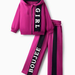 OLLINGTON ST. Cotton Full Sleeves Hooded Sweatshirt & Knit Pant Set - Pink-picture-39