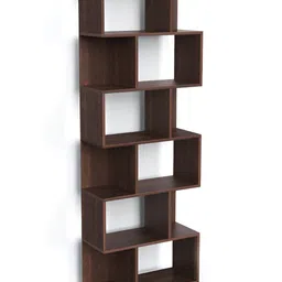 bluewud Crosbon Brown 7 Tier BookShelf With Decor Display image 5
