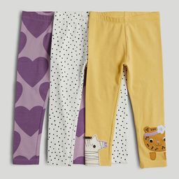 mothercare Girls Pack Of 3 Lilac Fun Printed Ankle-Length Leggings-picture-12