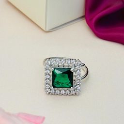 ABDESIGNS Exquisite Silver Plated American Diamond Stone Studded Ring-46