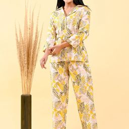 Kaftanize Canary Leaf Printed Tunic with Trouser-38
