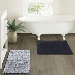 OBSESSIONS 2-Pcs Black Anti-Skid Bath Rugs-5