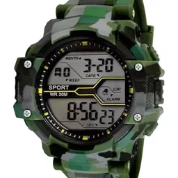 TARIDO Men Printed Dial & Straps Digital Watch GREEN ARMY_COMBO KD001+LED SQR BLK-27