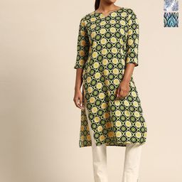 KETAKI FASHION Selection Of 3 Floral Printed Straight Thread Work Crepe Kurtas-image-40