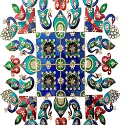 Kala Samarpan Green & Red Meenakari Foldable Rangoli With Centerpiece-4