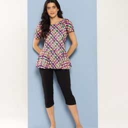 Aarika Abstract Printed Swimming Dress With Swim Goggles-53