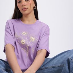 glitchez Floral Dreams Printed Drop-Shoulder Sleeves T-shirt-image-12