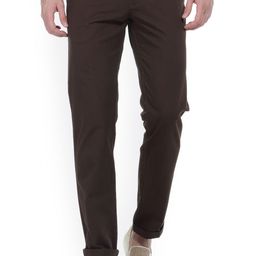 Basics Men Brown Slim Fit Self Design Regular Trousers-image-60