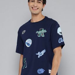 Aeropostale Men Printed Drop-Shoulder Sleeves Pure Cotton T-shirt-image-90