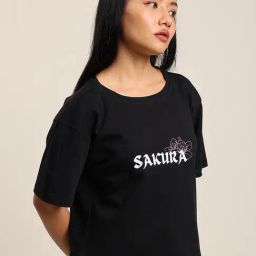 Bene Kleed Black Cotton Graphic Print T-Shirt-image-42
