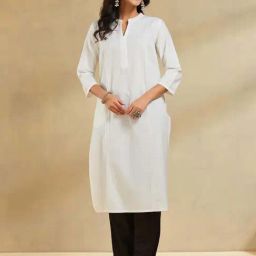 Fabindia White Cotton Regular Fit Kurta-18