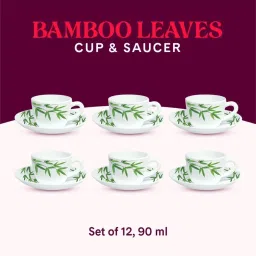 Larah by Borosil Multicolor Ceramic Opalware Cup and Saucer Set of 12 220ml image 5