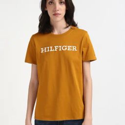 TOMMY HILFIGER Brown & White Cotton Graphic Print T-Shirt-picture-3