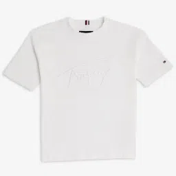 Tommy Hilfiger Kids White Embroidered Relaxed Fit T-Shirt-picture-31