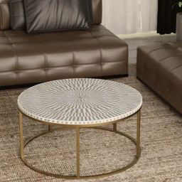 Casagold Sunstrike Vegan Bone Inlay Coffee Table With Stand - Grey-image-1