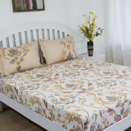 GMF Beige Cotton 180 TC Bed Sheet Set-image-41