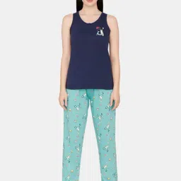 Zivame Multicolor Graphic Print Cami Top With Pyjamas-picture-25