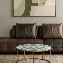 Casagold Kingsley Vegan Bone Inlay Coffee Table With Stand - Blue-16
