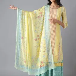 Aurelia Yellow Printed Chiffon Dupatta-image-22