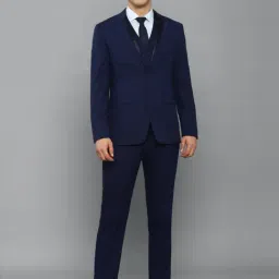 Allen Solly Navy Slim Fit Printed Three Piece Suit-image-78