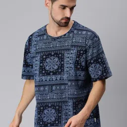 Veirdo Navy & Black Printed Oversized T-Shirt-image-111
