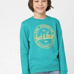 Jack & Jones Junior Blue Printed Full Sleeves Sweatshirt-image-101