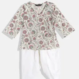 READIPRINT FASHIONS Kids Off White Floral Print Full Sleeves kurta with Dhoti-image-76