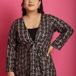 The Rebelinme Navy 100% Rayon FloralRelaxed Fit Shrugsandcardigans-picture-27