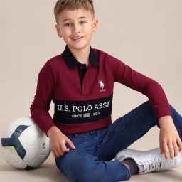 U.S. Polo Assn. Boys Maroon Cotton Printed Polo Shirt-image-68