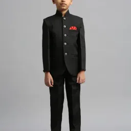 Kids Island Boys Black Solid Suit Sets-image-87