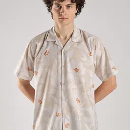 Vestirio Men Classic Relaxed Fit Floral Printed Cuban Collar Casual Shirt-picture-30