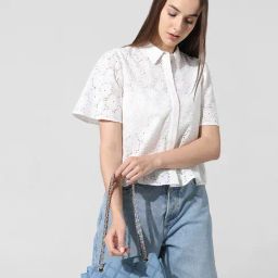 Only White Cotton Self Design Shirt-image-99