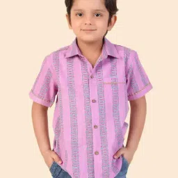 Fabindia Kids Lavender Cotton Printed Shirt-image-48