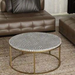 Casagold Harmony Vegan Shell Inlay Coffee Table With Stand - Black-0