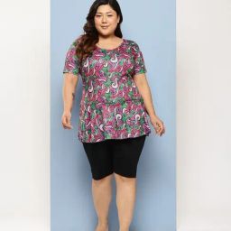 Aarika Purple Nylon Printed Short Sleeves Swimsuit With Cap-image-44