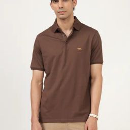 Andamen Brown Regular Fit Solid Polo T-Shirt-picture-19